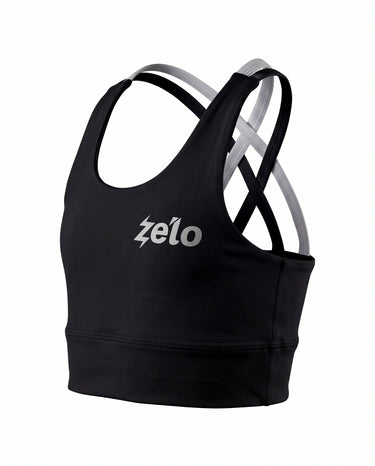 zelo 女童運動內衣 經典黑 側面 無胸墊單層設計