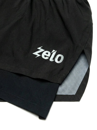 ZELO Fiamma 青少年雙層跑步短褲｜輕量快乾・內裡壓縮穩定・側開衩-霧黑 ZELO