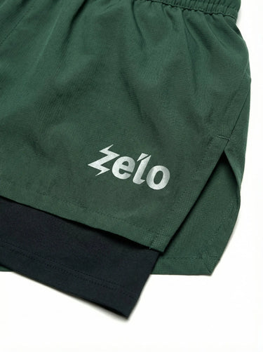 ZELO Fiamma 青少年雙層跑步短褲｜輕量快乾・內裡壓縮穩定・側開衩-霧綠(預定商品預計4月中發貨) ZELO