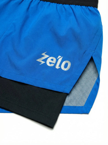 ZELO Fiamma 青少年雙層跑步短褲｜輕量快乾・內裡壓縮穩定・側開衩-霧藍(預定商品預計4月中發貨) ZELO