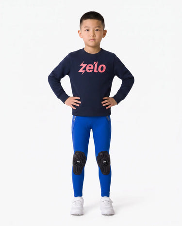 ZELO kids balance bike compression pants front view in Aoi Sky Blue