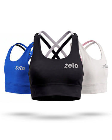 zelo Girls' Double-X Sports Bra | Nureba Black | Dance, Gymnastics & Track Training