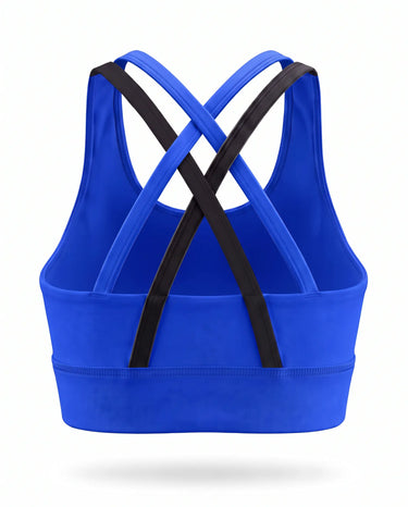 zelo Girls' Double-X Sports Bra | Ruri Blue | Bright Practice Top for Dance, Track & Cheer