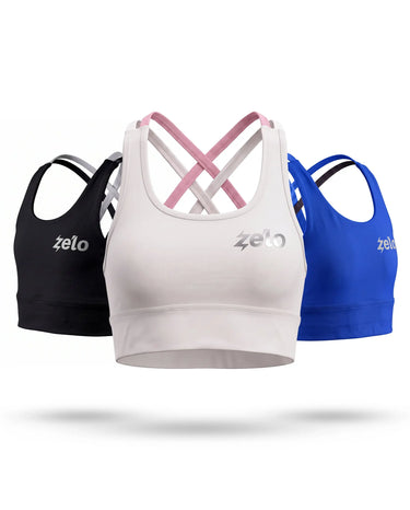 zelo Double-X Girls' Sports Bra | YUKIZAKURA White | Ballet, Dance & Tennis Everyday Training