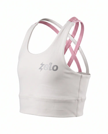 zelo Double-X Girls' Sports Bra | YUKIZAKURA White | Ballet, Dance & Tennis Everyday Training