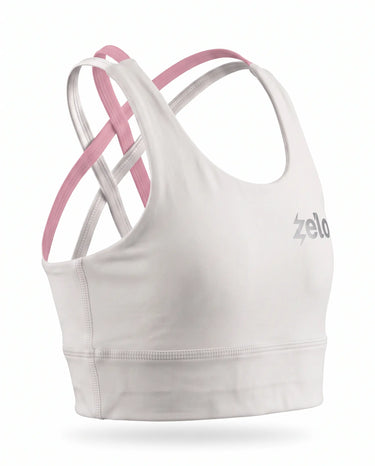 zelo Double-X Girls' Sports Bra | YUKIZAKURA White | Ballet, Dance & Tennis Everyday Training