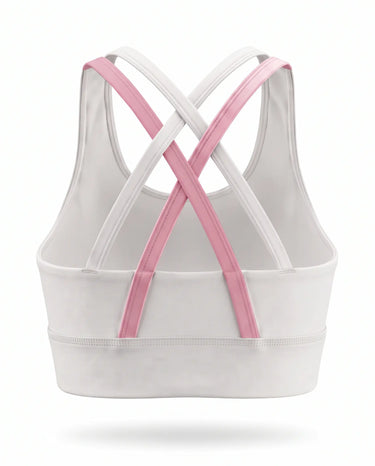 zelo Double-X Girls' Sports Bra | YUKIZAKURA White | Ballet, Dance & Tennis Everyday Training